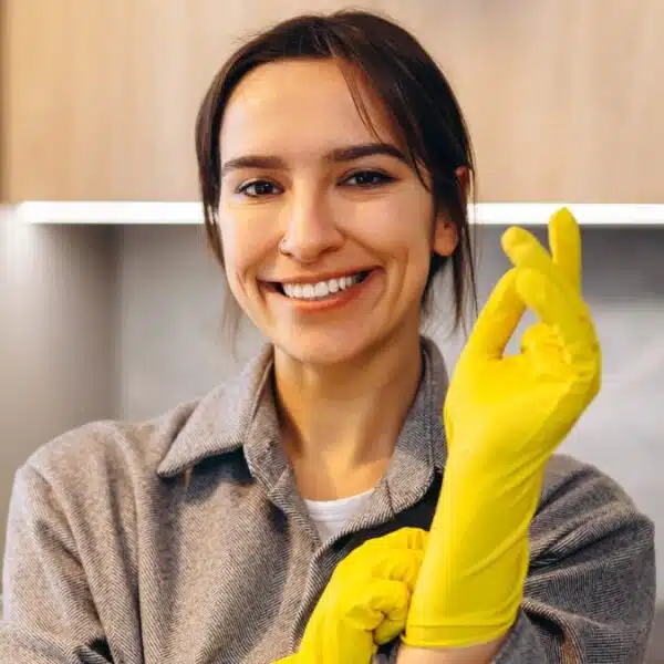 woman cleaning smile
