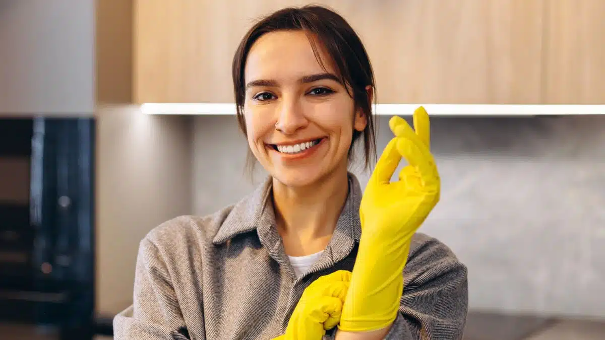 woman cleaning smile