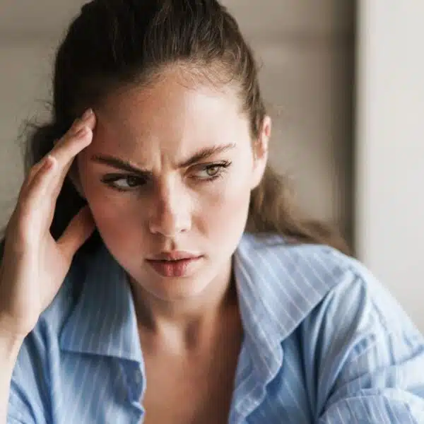 woman nervous stressed at home