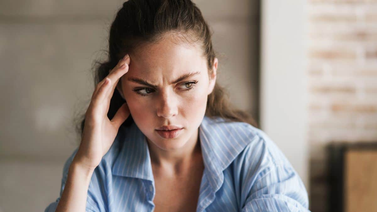 woman nervous stressed at home