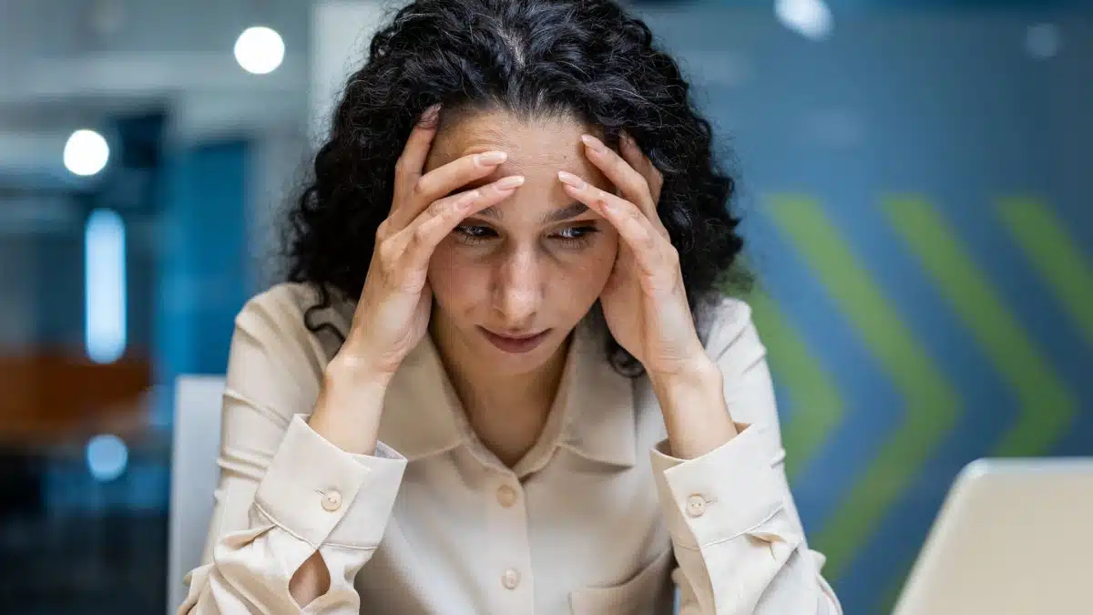 woman working worried stress