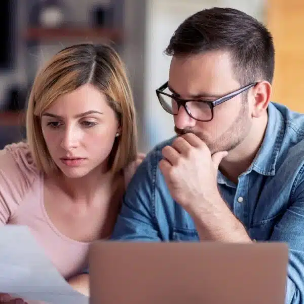 couple looking at their budget