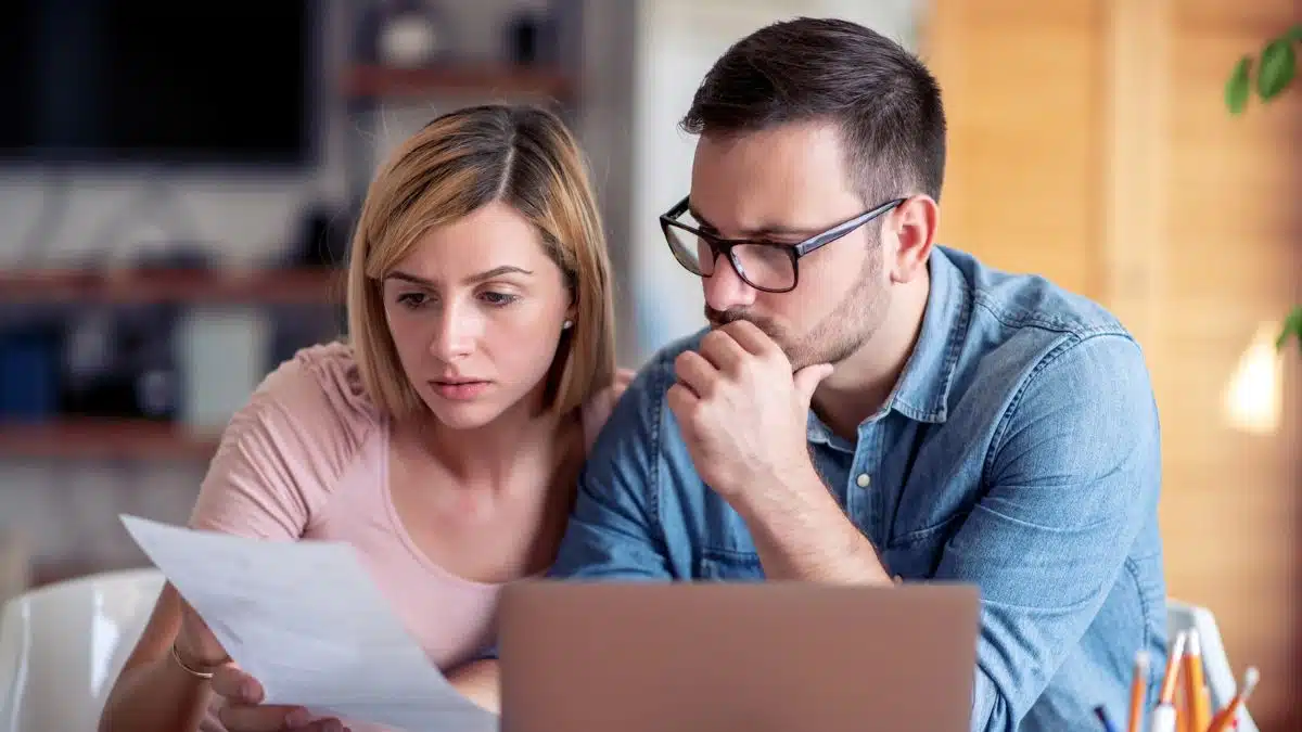couple looking at their budget