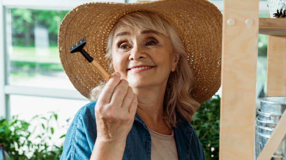 mature woman garden