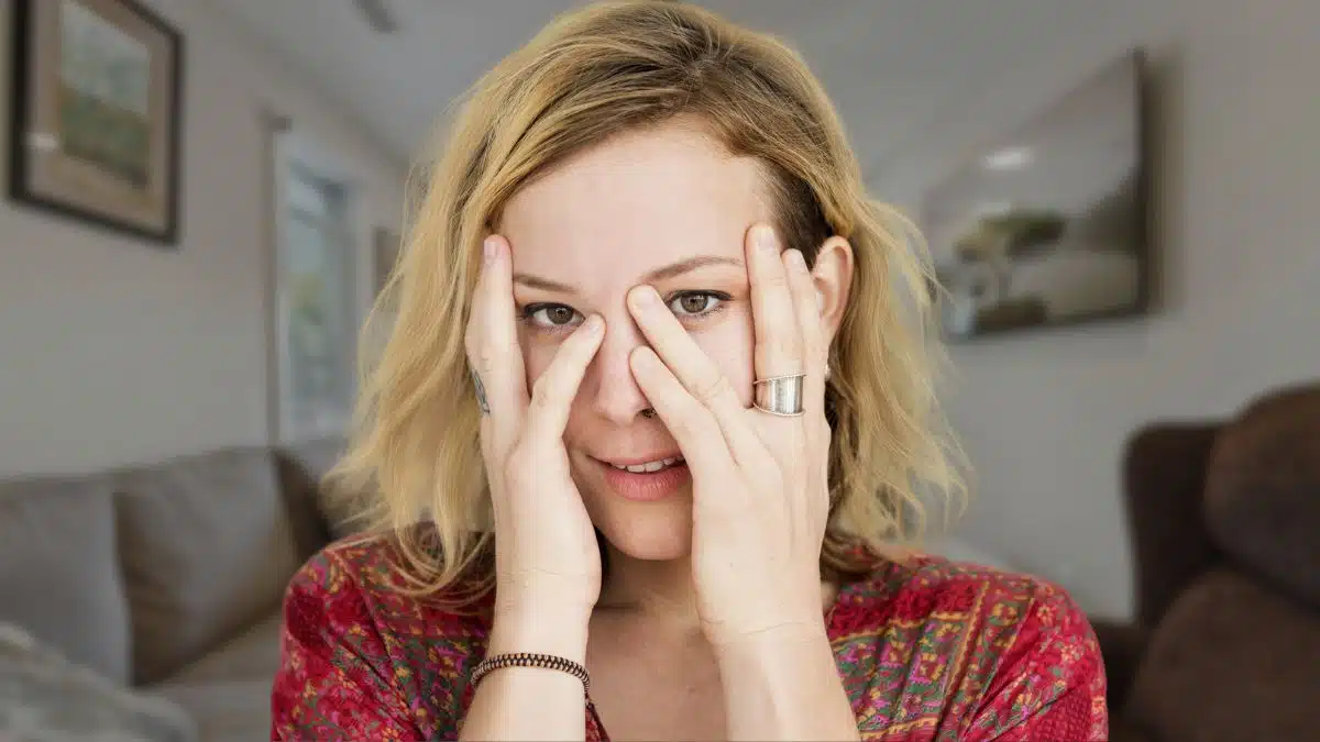 woman shy at home