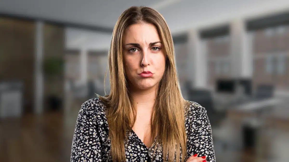 woman upset in the office