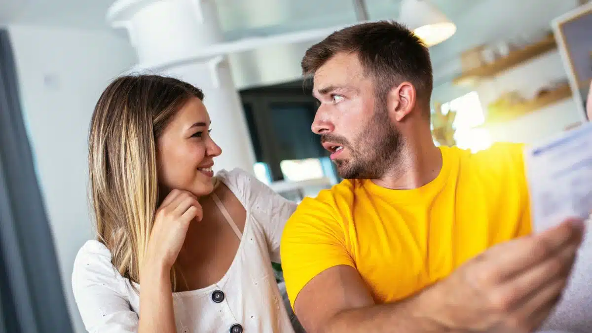 Couple reviewing their spending habits