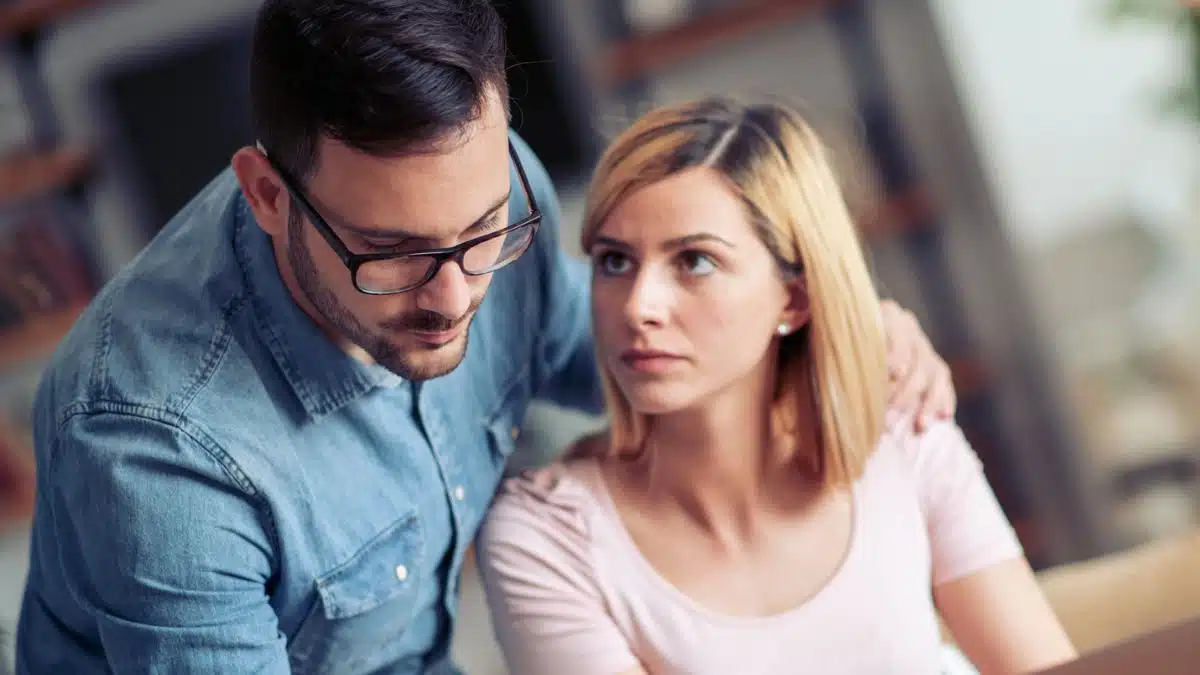 Couple working on a budget together