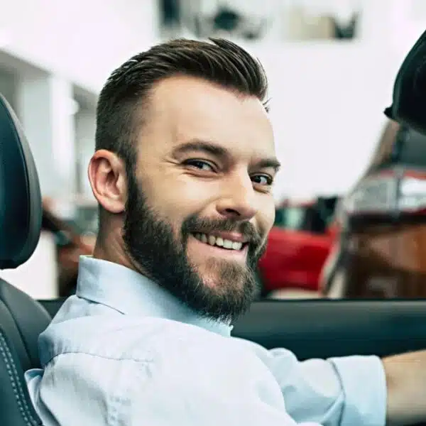 Man driving his car