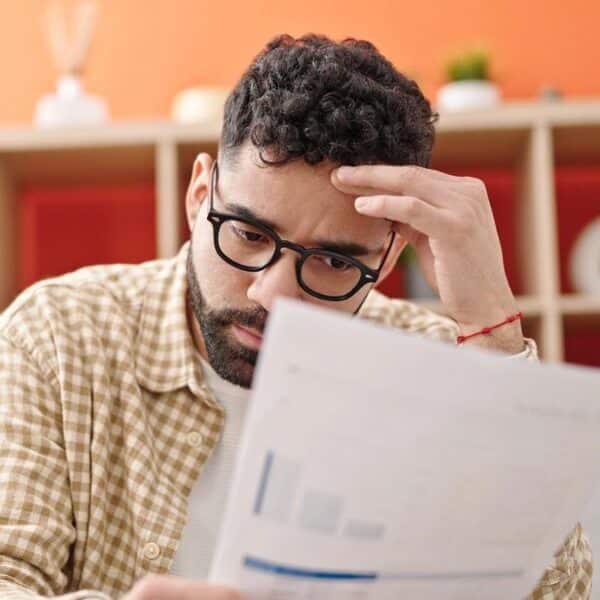 Man reviewing her financial statement