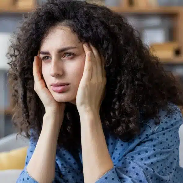 curly hair woman stress