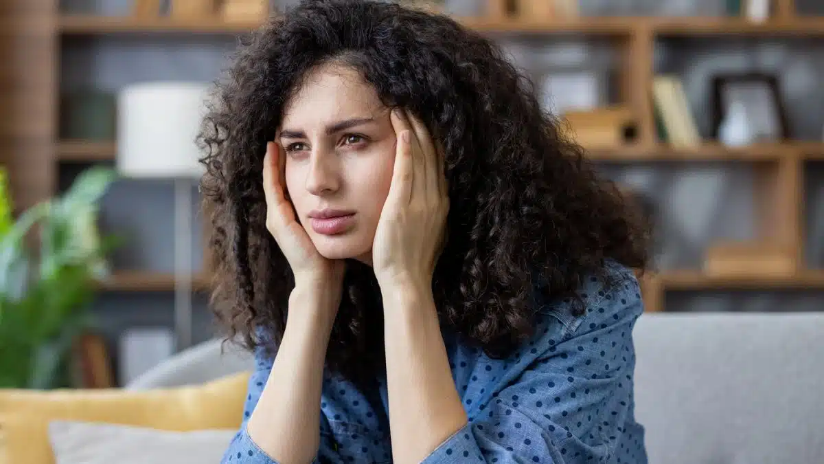 curly hair woman stress
