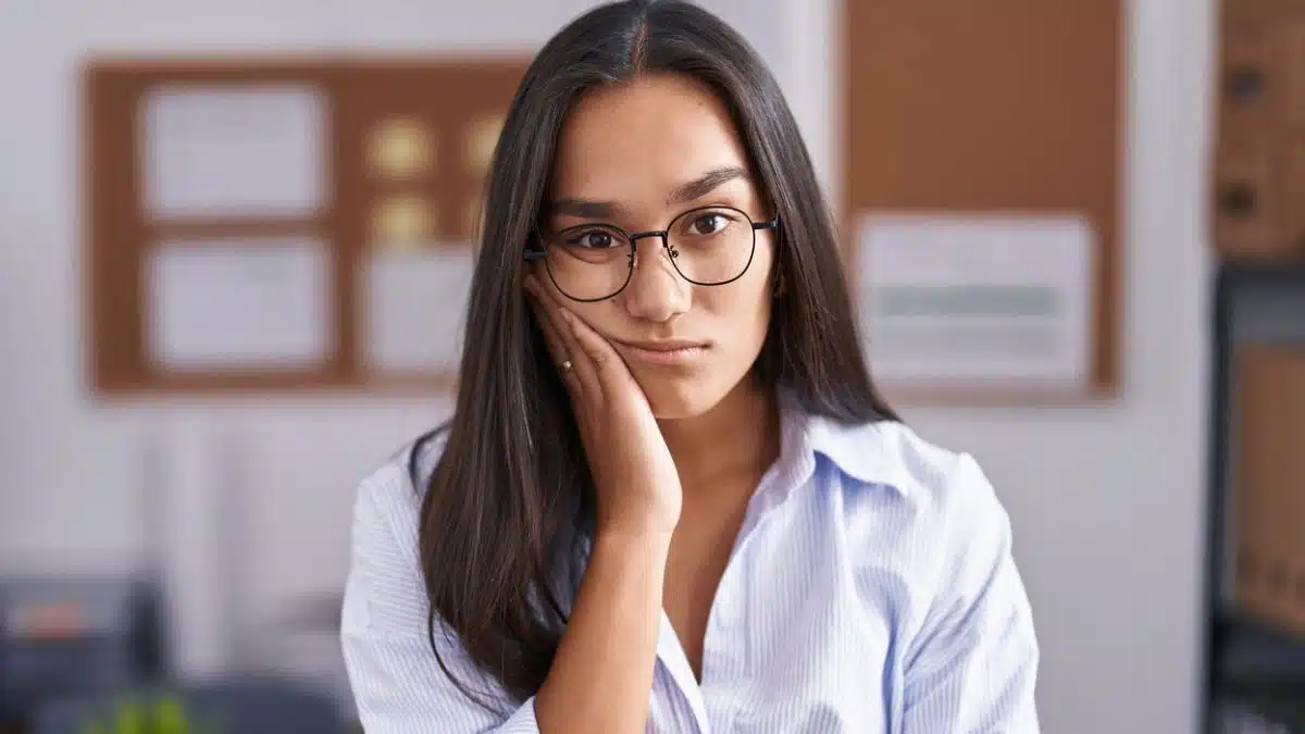 woman sad at her job