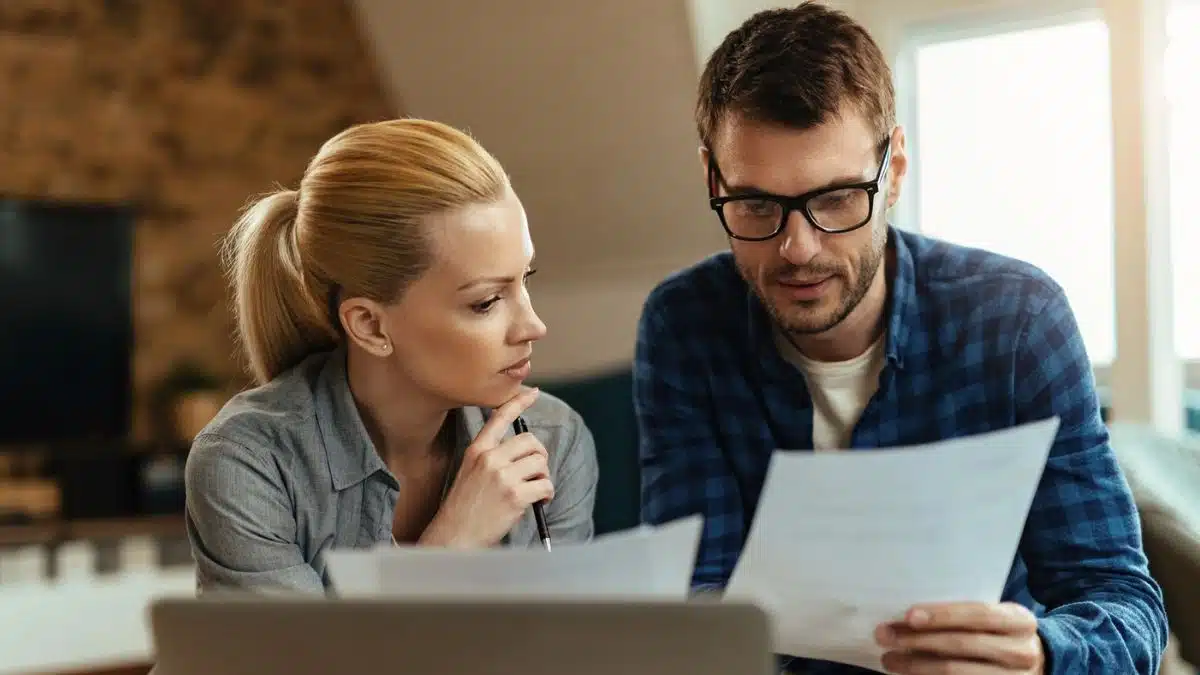 Couple reviewing their credit card statement