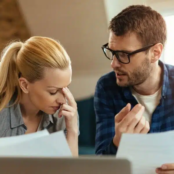 Couple reviewing their budget