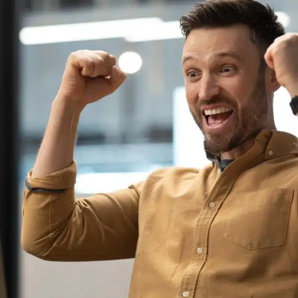 Man excited reaching a big milestone