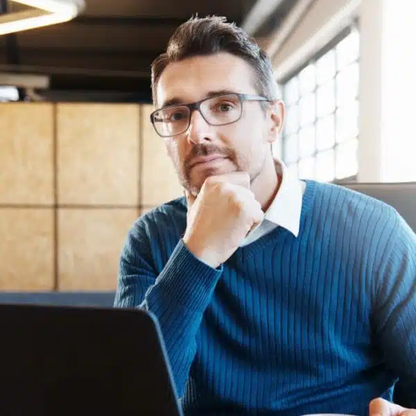 Man quietly working at his job