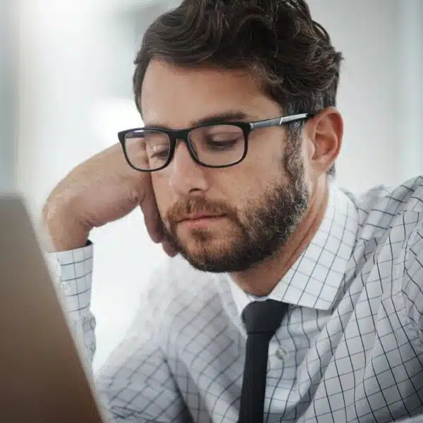 Man working long hours at the office