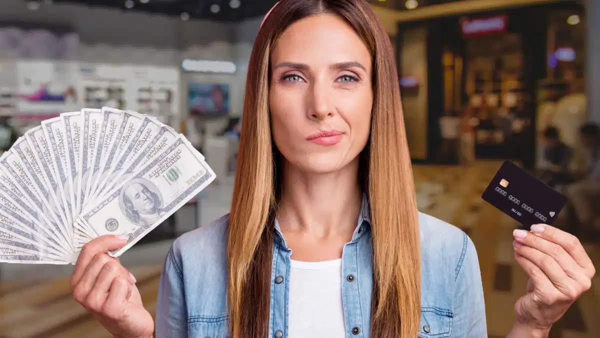 Trying to figure out how to spend her money.