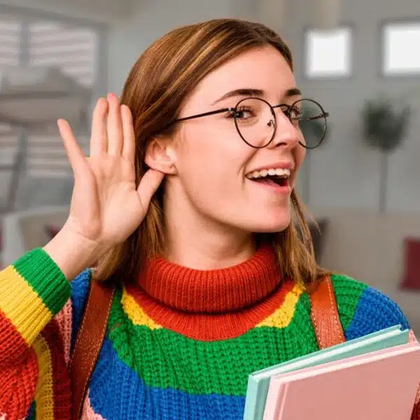 Woman listening for clues about money
