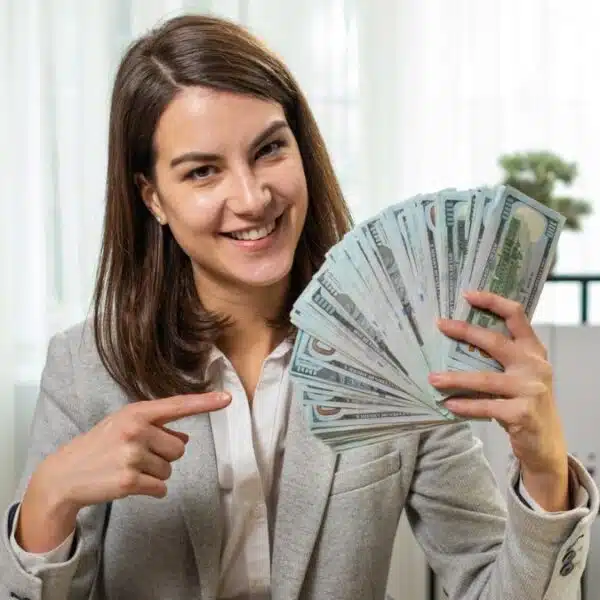 Woman receiving her pay in cash