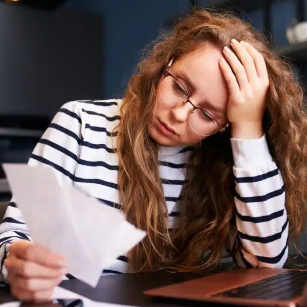 Woman struggling to make ends meet