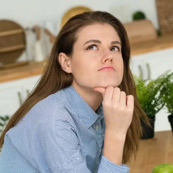 Woman thinking about her finances