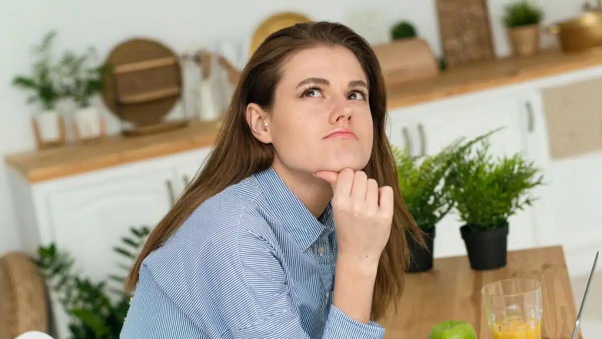 Woman thinking about her finances