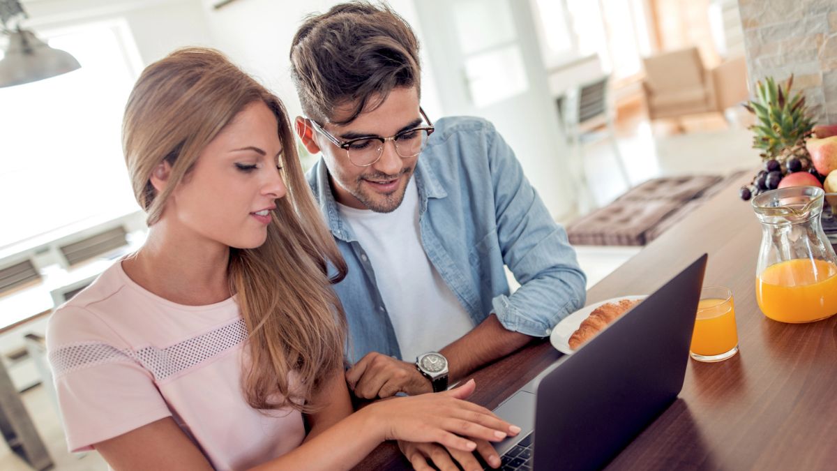 couple looking a budget