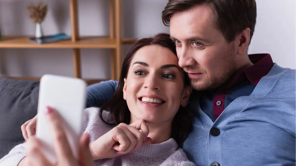 couple looking at a phone together