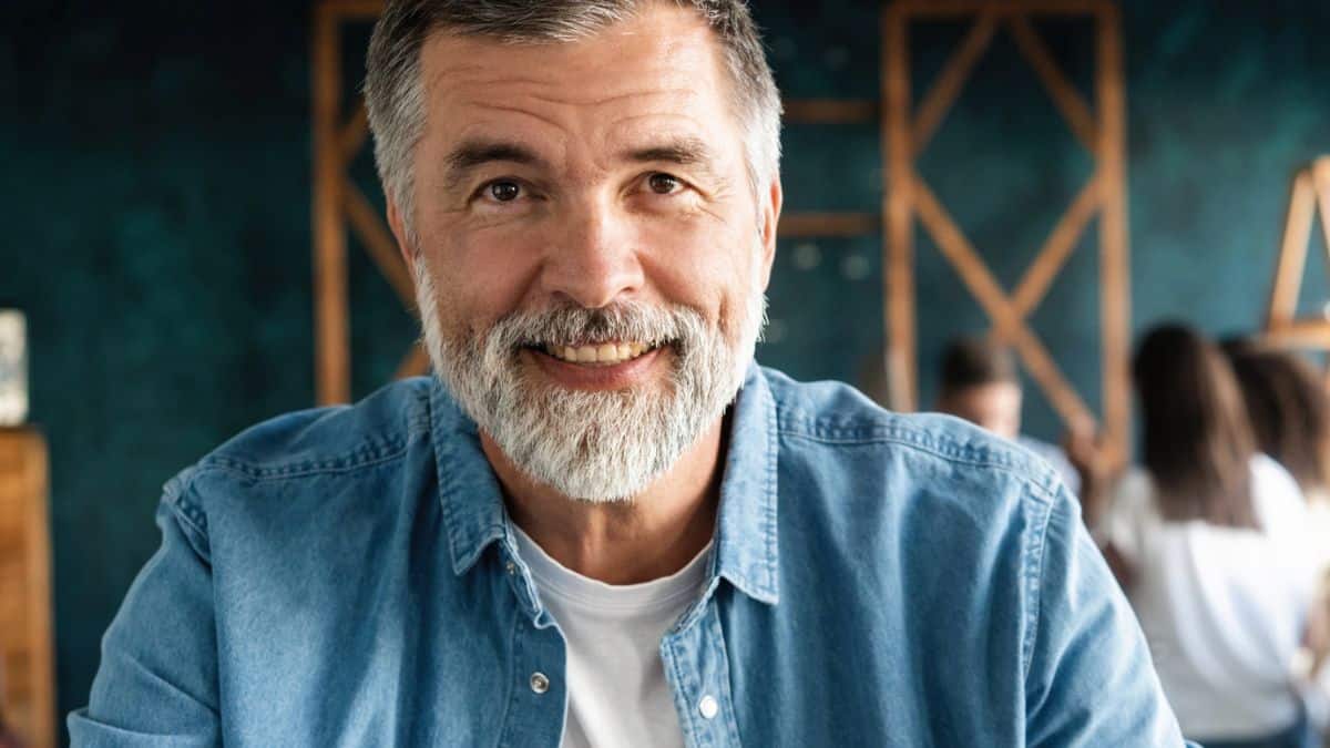 mature man working on his laptop