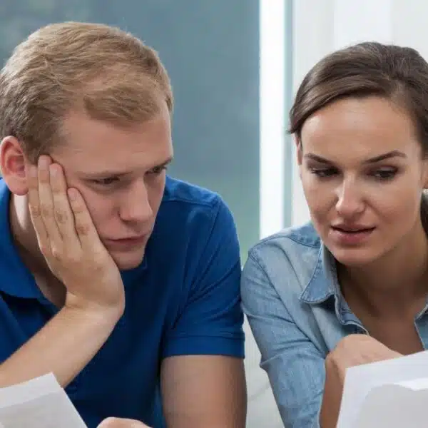 Couple reviewing their bills