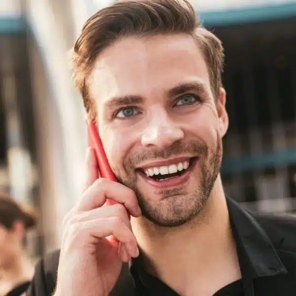 Man making phone calls to network