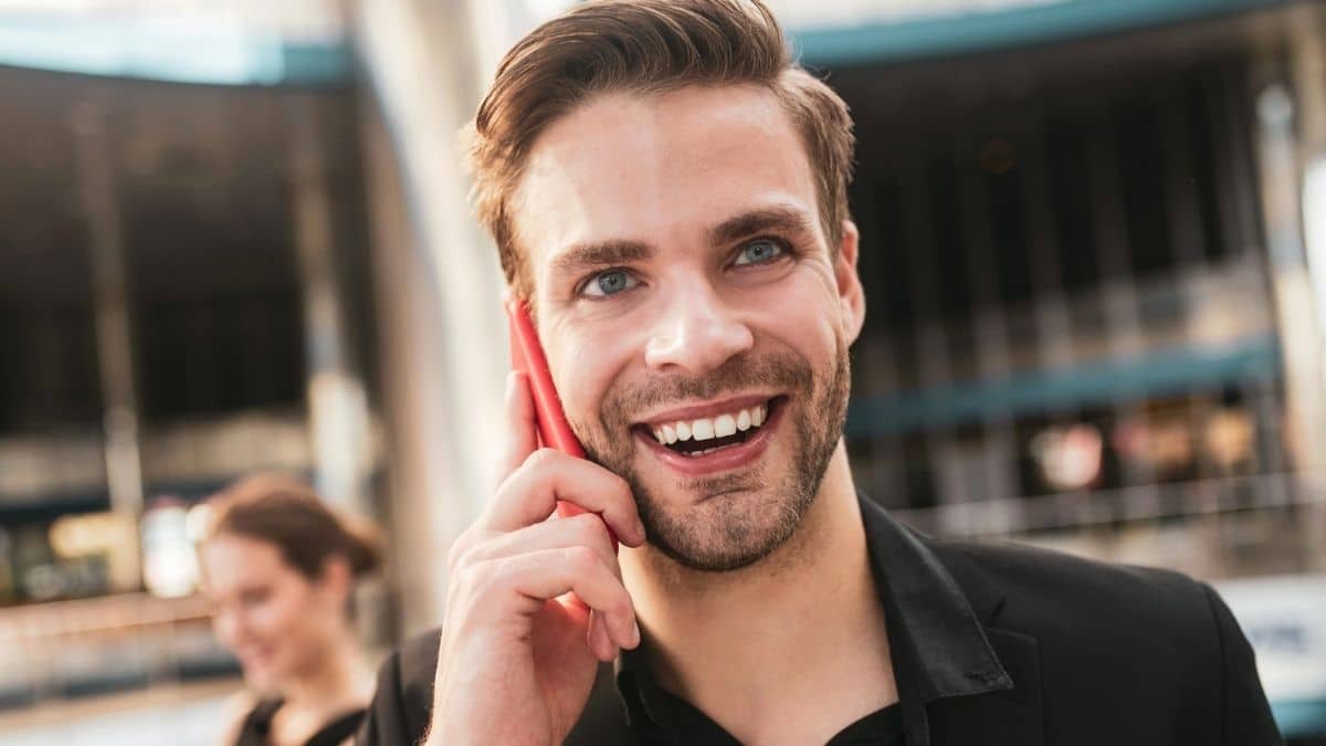 Man making phone calls to network