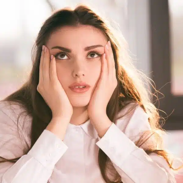 Woman exhausted working overtime