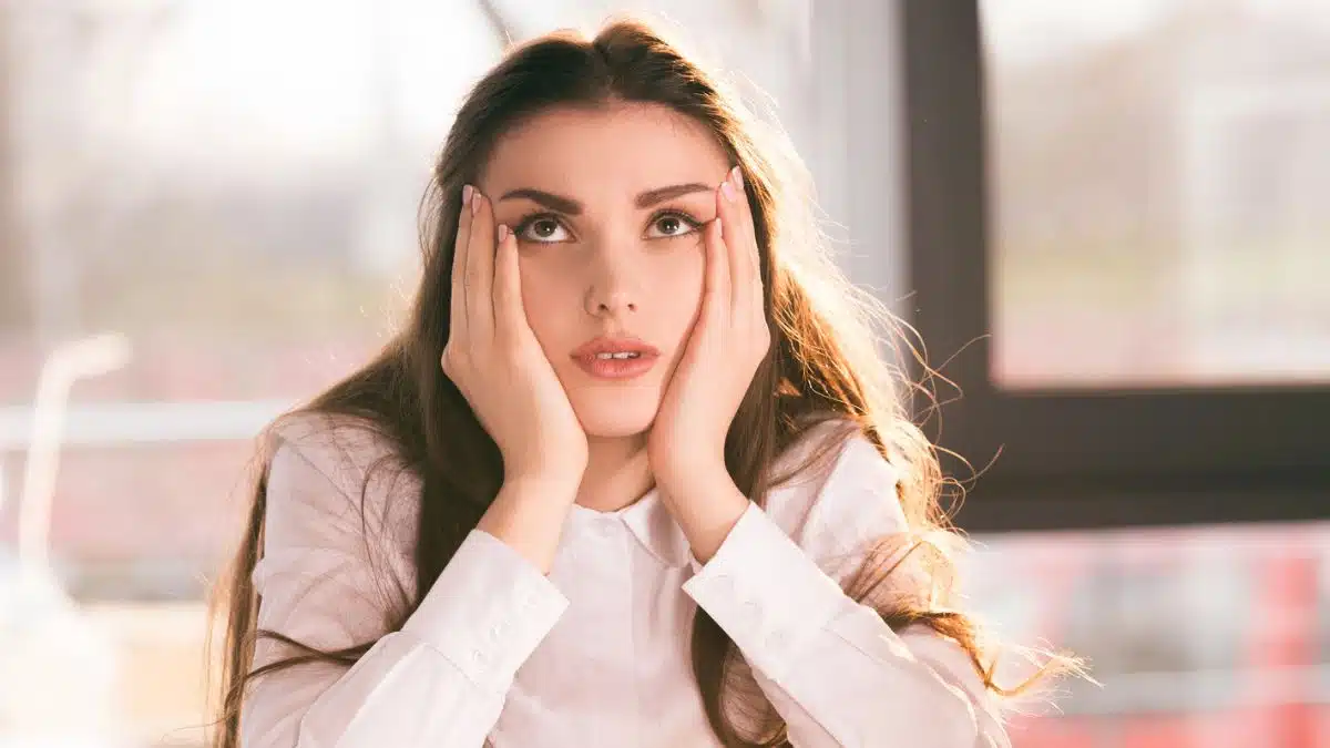 Woman exhausted working overtime