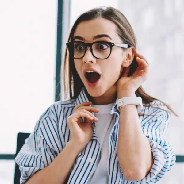 Woman impressed with her new bank account