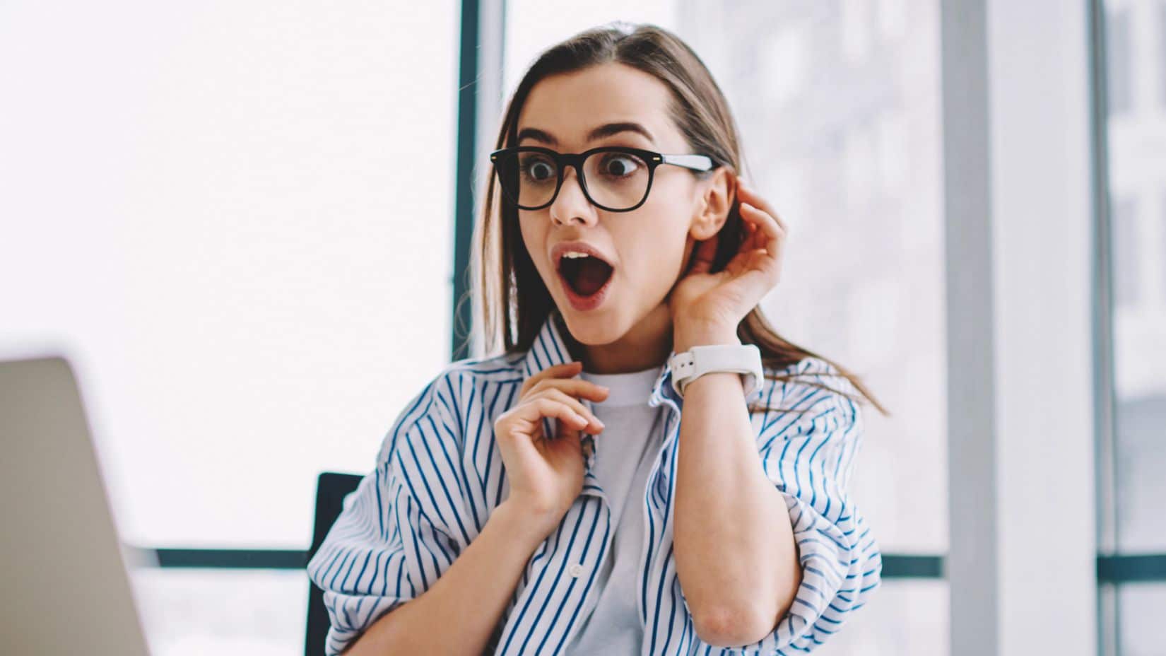 Woman impressed with her new bank account