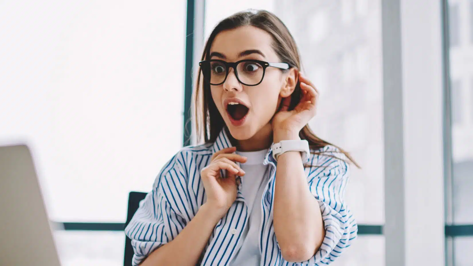 Woman impressed with her new bank account