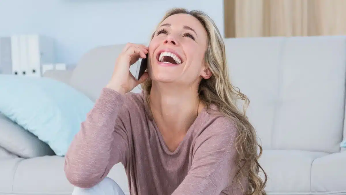 Woman making a call to her friends