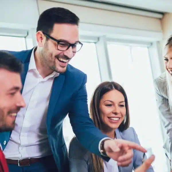 business talk at a computer