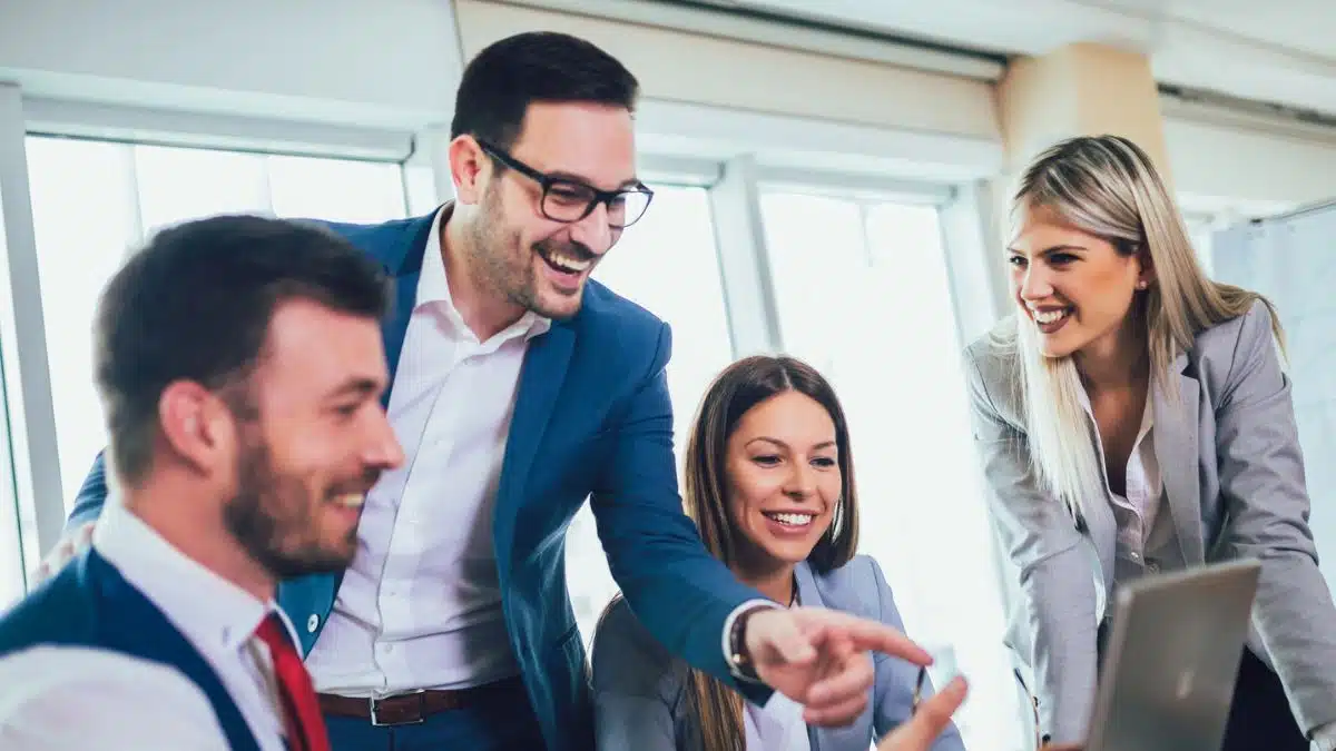 business talk at a computer