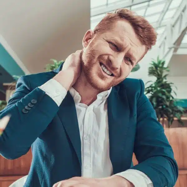 man working in the office tired