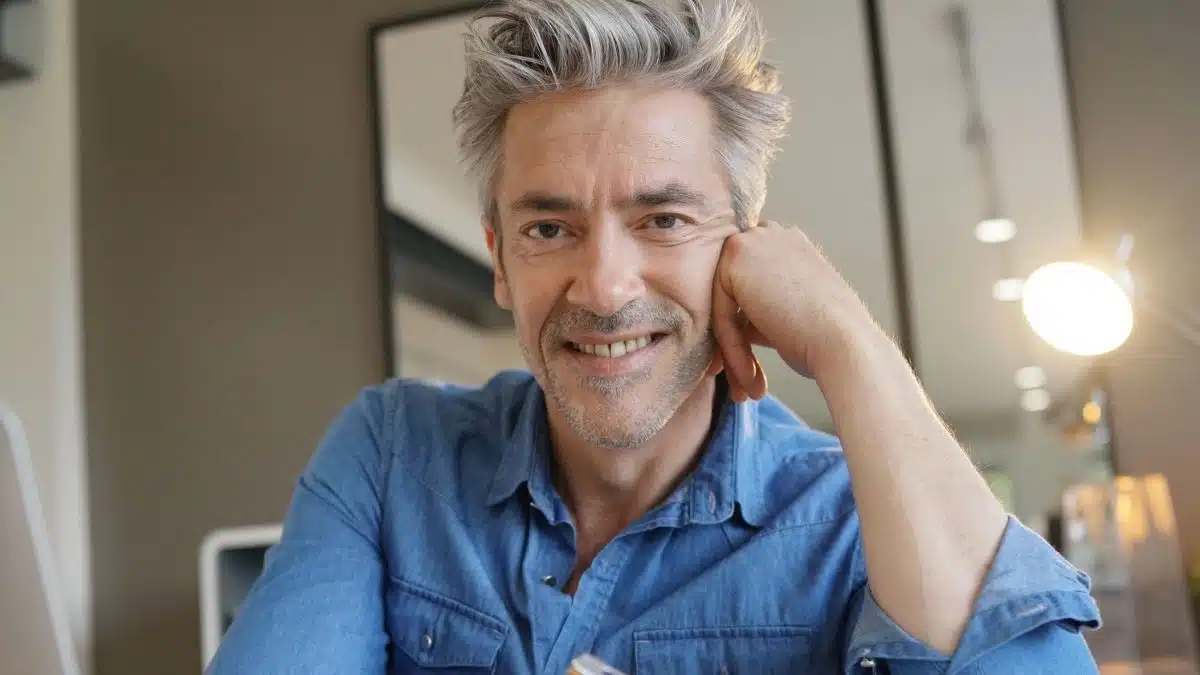 mature man working from home