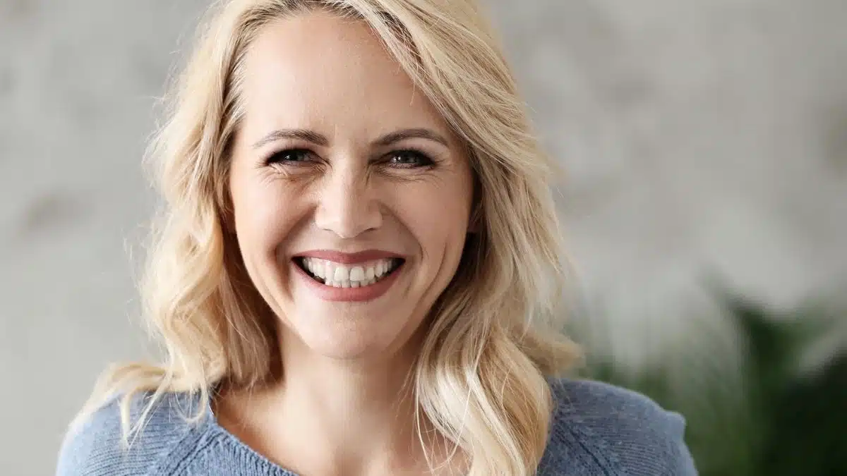 mature woman smiling happy