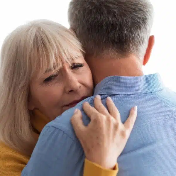 senior couple hugging