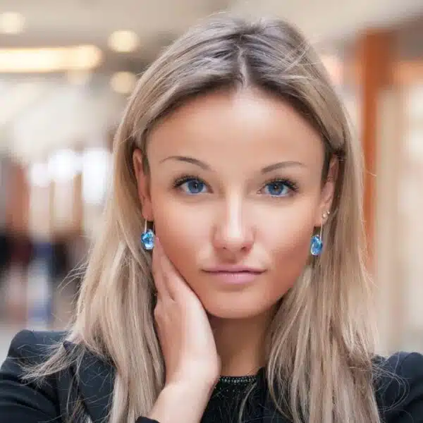 woman in office lobby