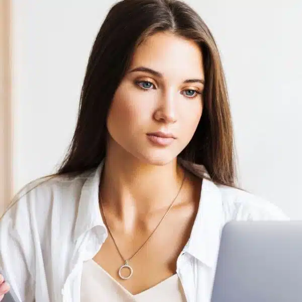 woman reading her email