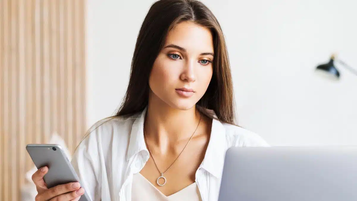 woman reading her email