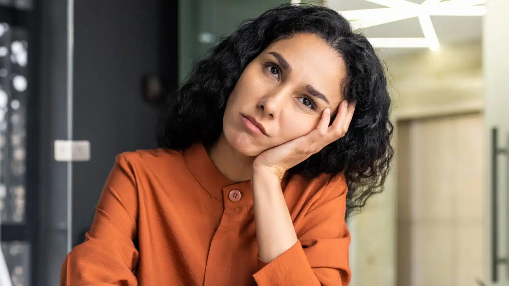 woman resting at office